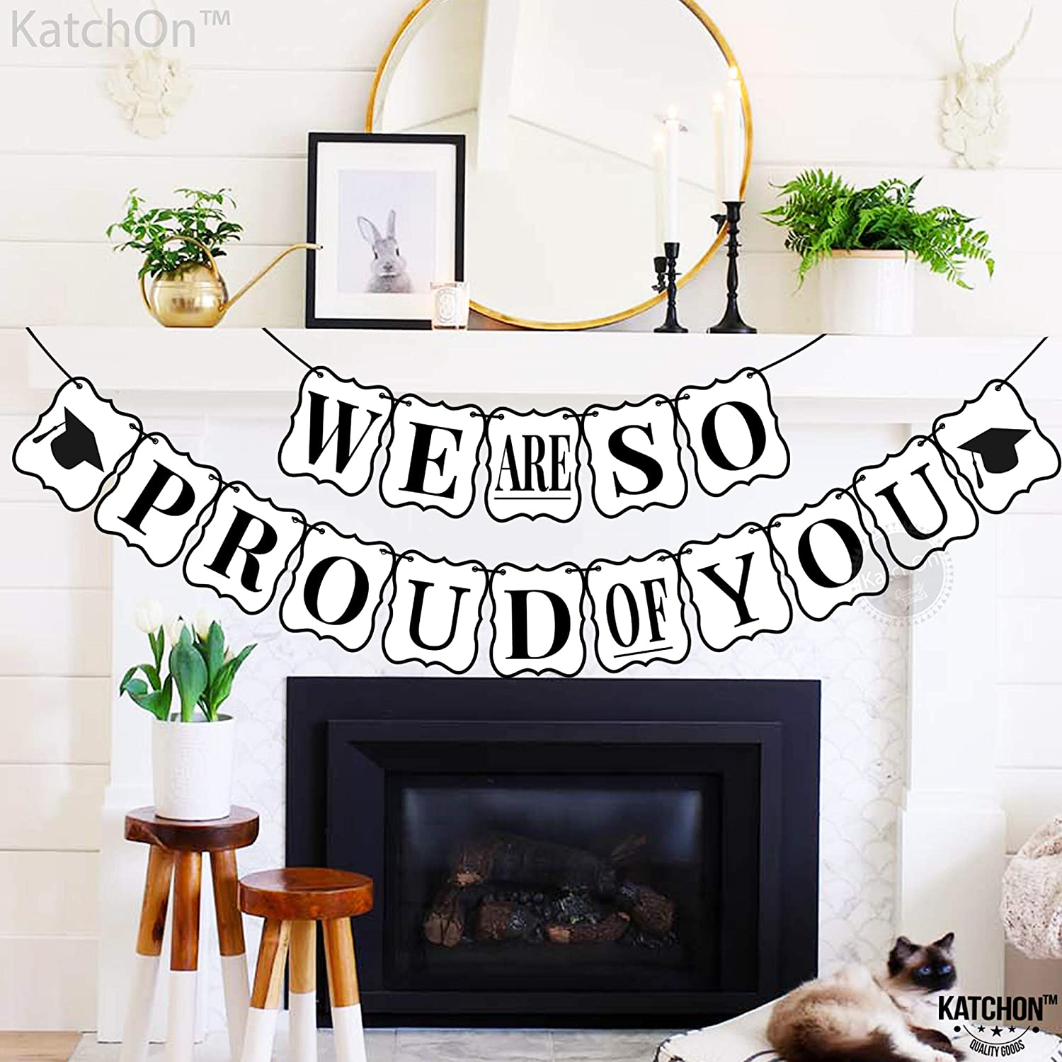 We Are So Proud of You Banner - Card-Stock, No DIY Graduation Decorations 2021 | Black and White Banner for Nurse Graduation Decorations | We Are So Proud Of You Graduation Banner for Grad Party Decor
