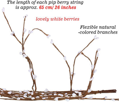 WILLBOND 64 Feet 30 Packs Ply Pip Berry Garland for Christmas Winter Indoor Outdoor Decor Head Wreaths Wedding Crowns (Red)