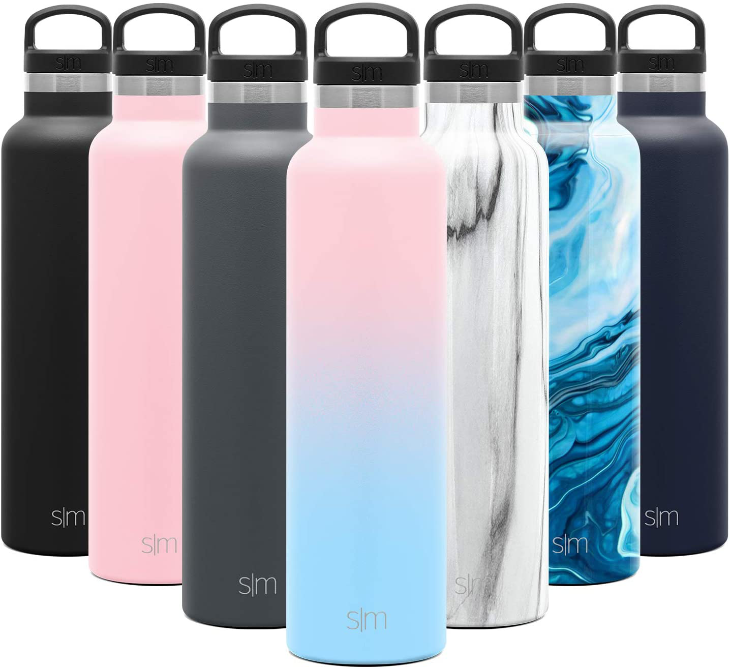 Simple Modern Insulated Water Bottle with Handle Lid Reusable Ascent Narrow Mouth Stainless Steel Thermos Flask, 20oz Handle Lid, Ombre: Sweet Taffy
