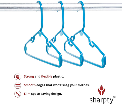 Sharpty Children's Hangers Plastic, Kids Hangers Ideal for Everyday Standard Use, Baby Hangers Kids 20 Pack (Blue, 20 Pack)