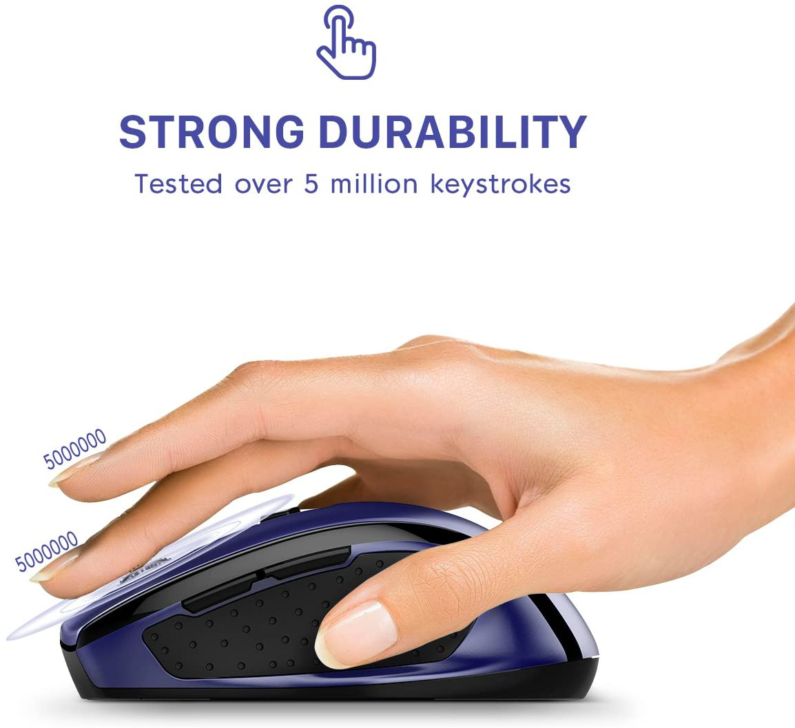 POLEYN Computer Mouse Wireless, Ergonomic Laptop Mouse 2.4G and 5 Adjustable Levels, 6 Button Cordless Mouse Wireless Mice for Windows Mac PC Notebook