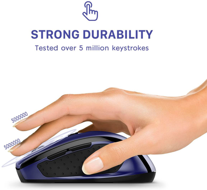 POLEYN Computer Mouse Wireless, Ergonomic Laptop Mouse 2.4G and 5 Adjustable Levels, 6 Button Cordless Mouse Wireless Mice for Windows Mac PC Notebook