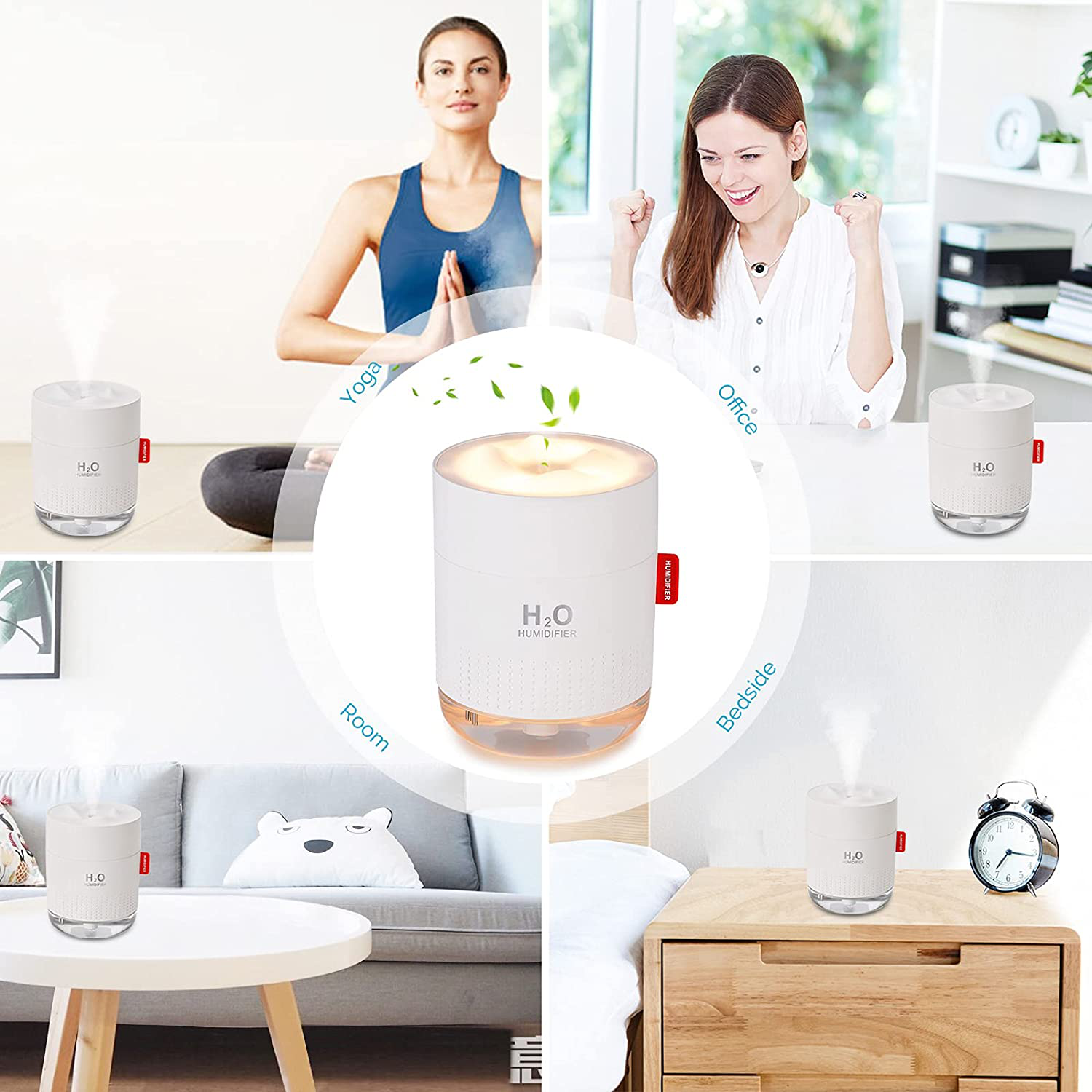 500Ml Small Cool Mist Portable Mini Humidifier with Auto Shut-Off and 2 Mist Modes, Super Quiet