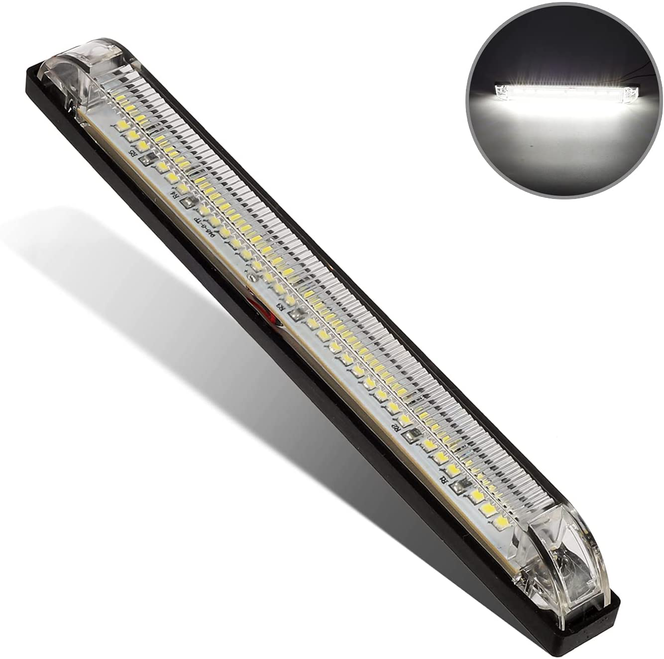 Partsam 1Pc 12V 8 Inch Slim Line LED Utility Strip Bar 30LED, 8" Truck Trailer Camper RV Motorcycle Motorhome Led Marker Lights Interior Dome Lights Cargo Lights Courtesy Lights Lamps Rear Lights