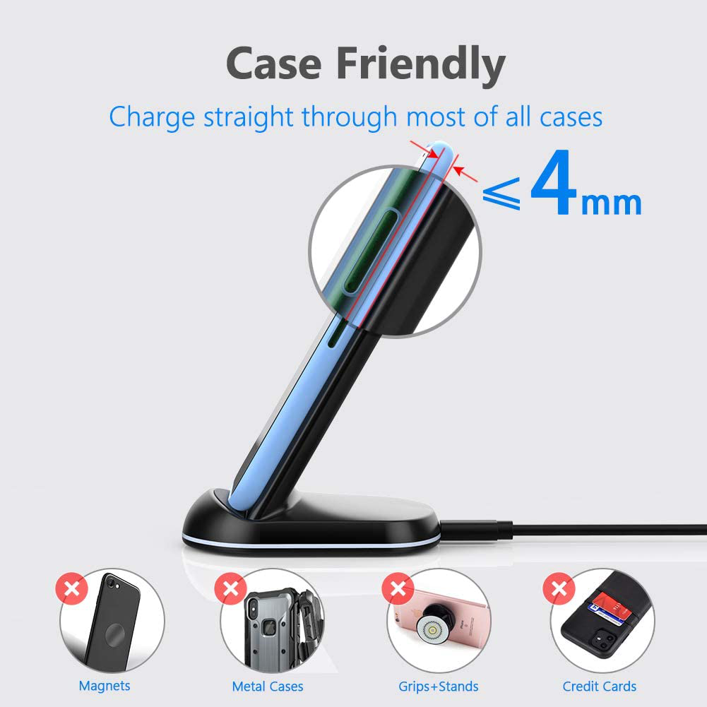 Wireless Charger, Qi-Certified 10W Max Wireless Charging Stand