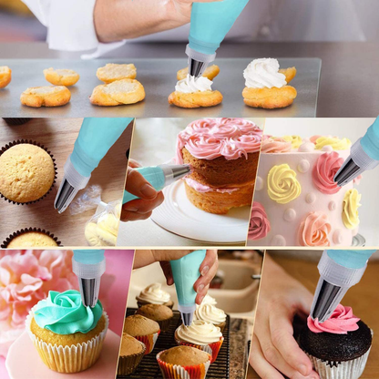 Piping Bags and Tips Set, Cake Decorating Supplies for Baking with Reusable Pastry Bags and Tips, Standard Converters, Silicone Rings, Cake Decorating Tools for Cookie Icing, Cake, Cupcake