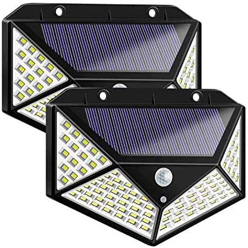 2 Pack 100 LED Solar Motion Sensor Lights - Wireless, Outdoor, IP65 Waterproof