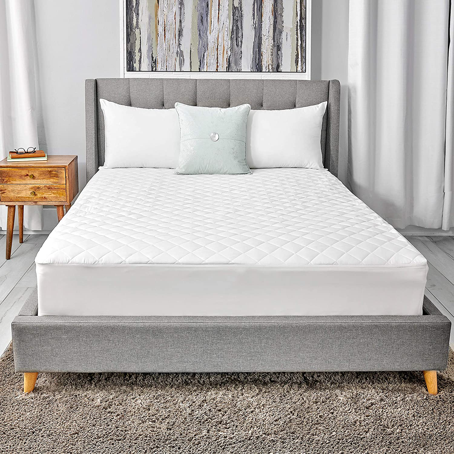 Sealy Luxury 100% Cotton Fitted Mattress Pad, Full, White