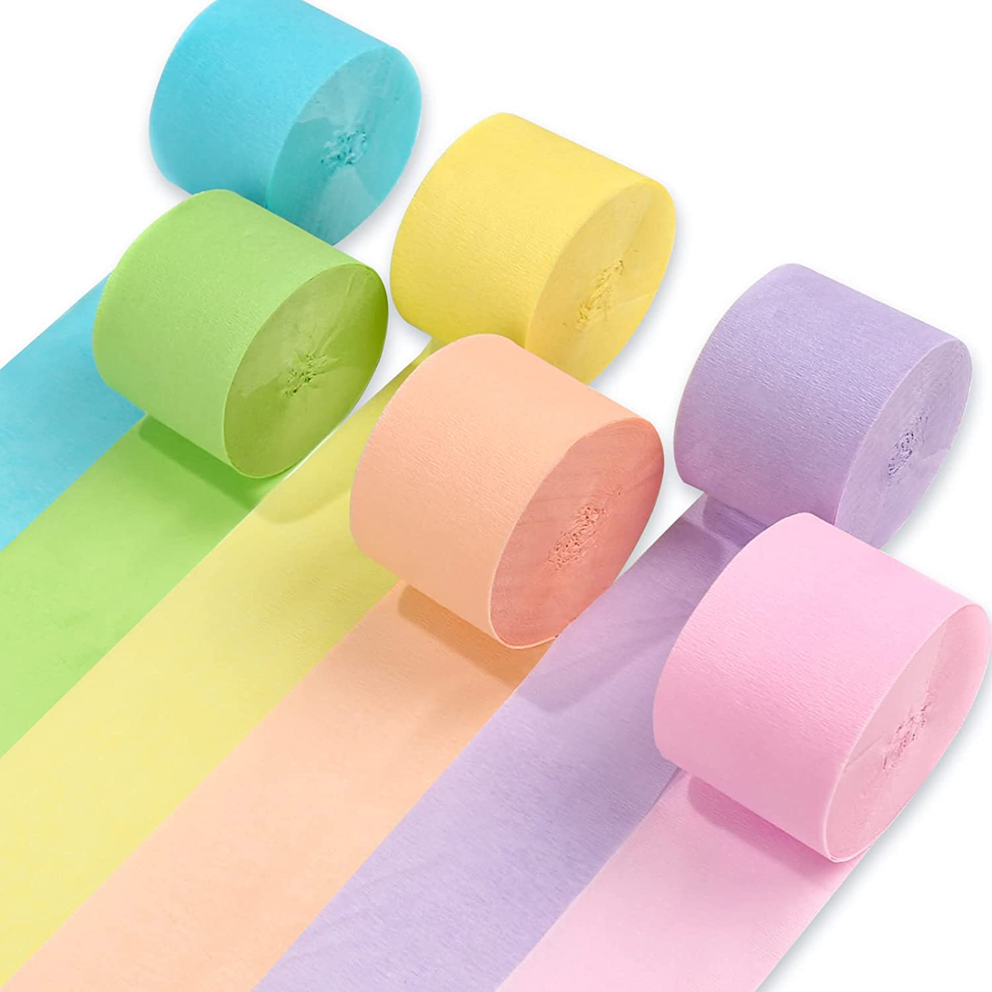 6 Pack Crepe Paper Streamers - 492ft (1.8 Inch x 82 Ft/Roll)