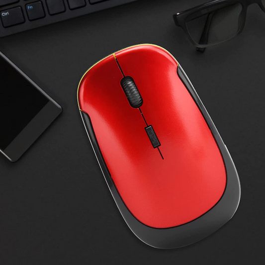 Wireless Mouse 2.4G Wreless Frequency Hopping Adjustable Optical USB Receiver Notebook Computer Accessories 1600dpi Silent Micro Motion Design Lightweight and Portable(Red)