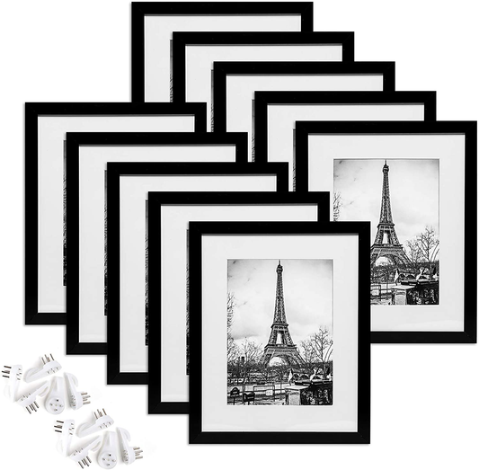 upsimples 8x10 Picture Frame Set of 10,Display Pictures 5x7 with Mat or 8x10 Without Mat,Multi Photo Frames Collage for Wall or Tabletop Display,Ash Gray