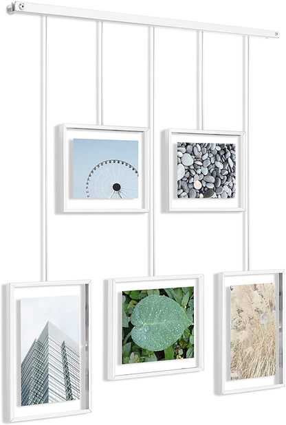 Umbra Exhibit Picture Frame Gallery Set Adjustable Collage Display for 5 Photos, Prints, Artwork & More (Holds Two 4 x 6 inch and Three 5 x 7 inch Images), 5 Opening, Black Legacy