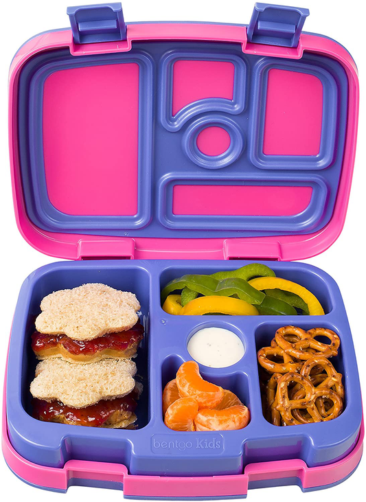 Bentgo Kids Brights – Leak-Proof, 5-Compartment Bento-Style Kids Lunch Box – Ideal Portion Sizes for Ages 3 to 7 – BPA-Free, Dishwasher Safe, Food-Safe Materials (Fuchsia)