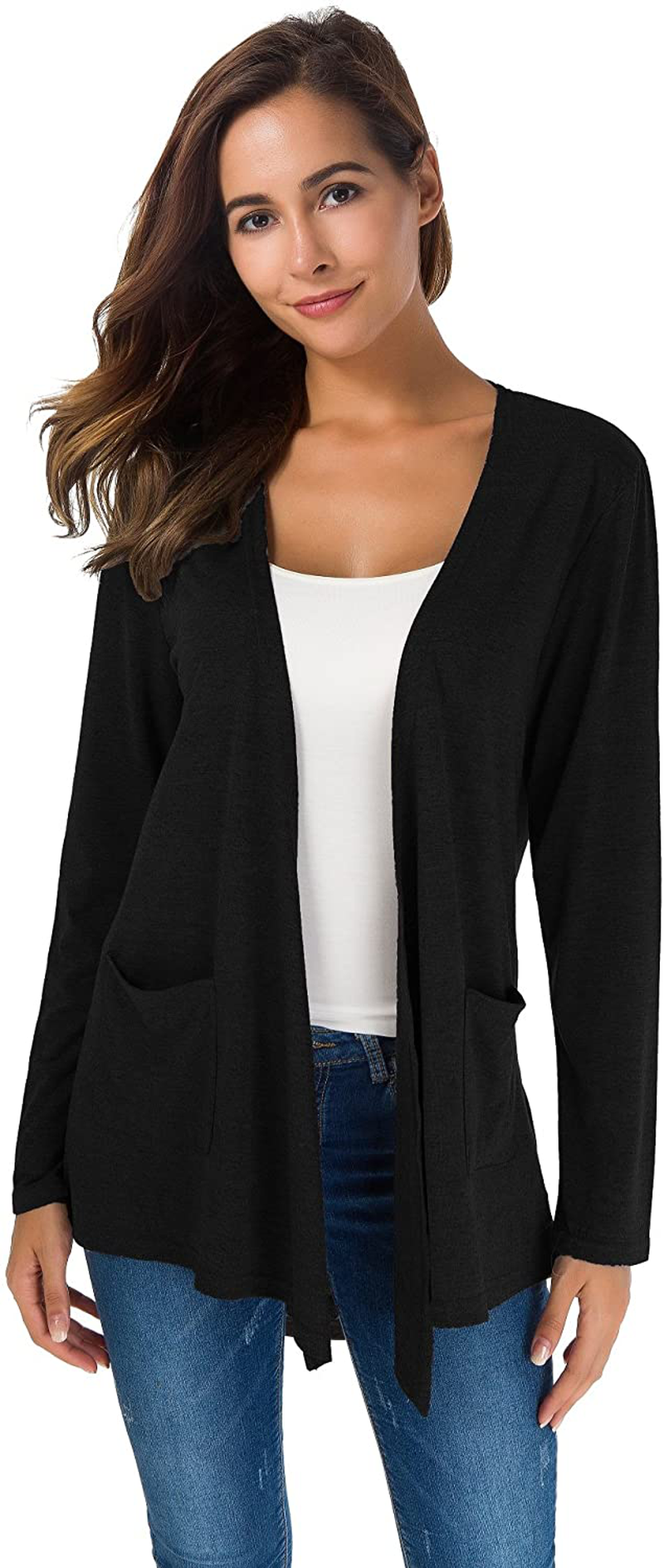 TownCat Cardigans for Women Loose Casual Long Sleeved Open Front Breathable Cardigans with Pockets