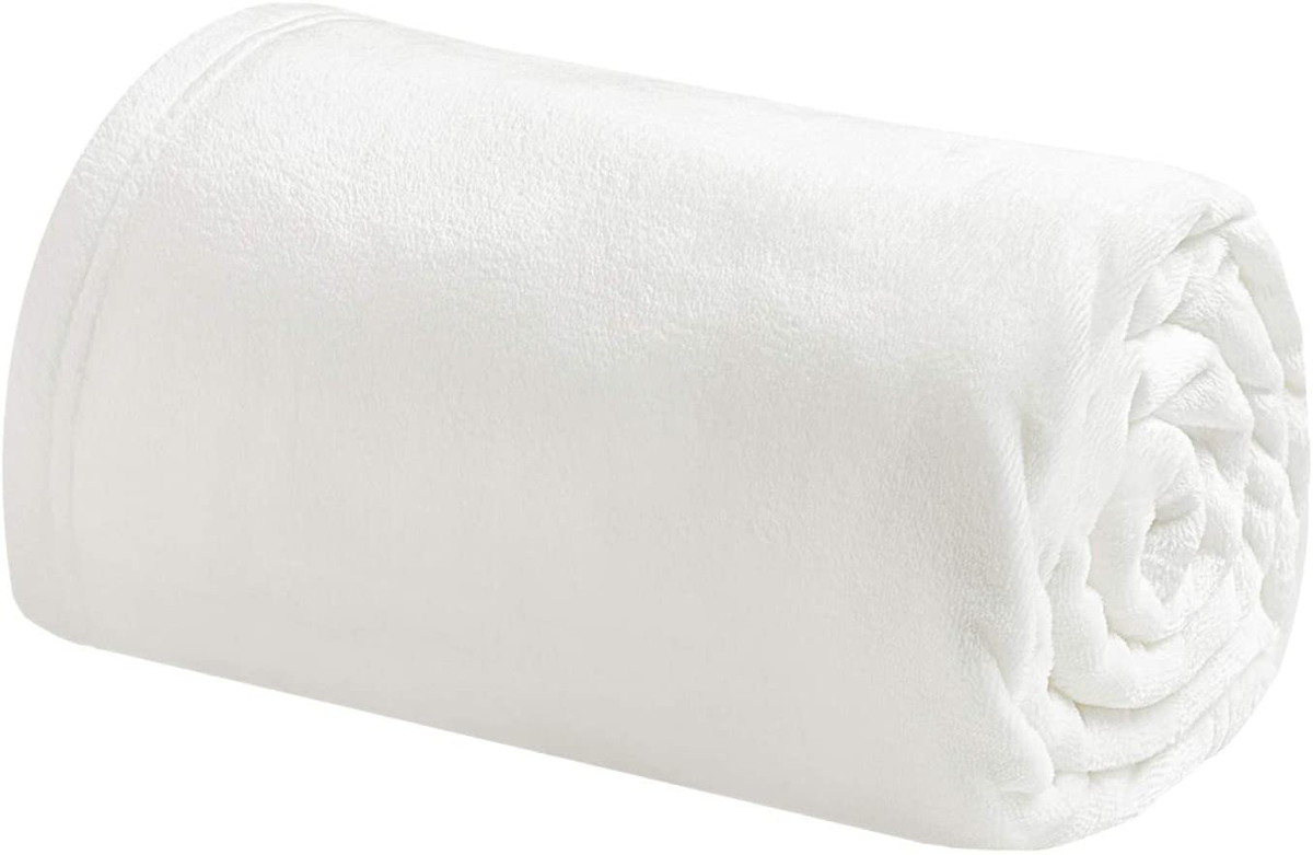 Bedsure Fleece Baby Blanket Unisex for Boys, Girls, Kids, Toddler, Infant, Newborn, 30x40 inches, White - Fuzzy Warm Cozy Soft Blanket, Plush Microfiber Blankets for Crib Stroller Nap