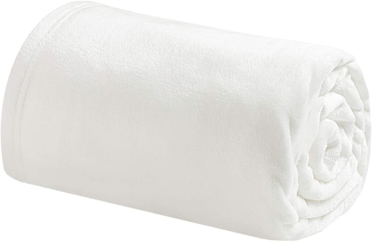 Bedsure Fleece Baby Blanket Unisex for Boys, Girls, Kids, Toddler, Infant, Newborn, 30x40 inches, White - Fuzzy Warm Cozy Soft Blanket, Plush Microfiber Blankets for Crib Stroller Nap