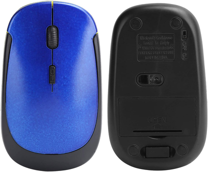 Wireless Mouse 2.4G Wreless Frequency Hopping Adjustable Optical USB Receiver Notebook Computer Accessories 1600dpi Silent Micro Motion Design Lightweight and Portable(Blue)