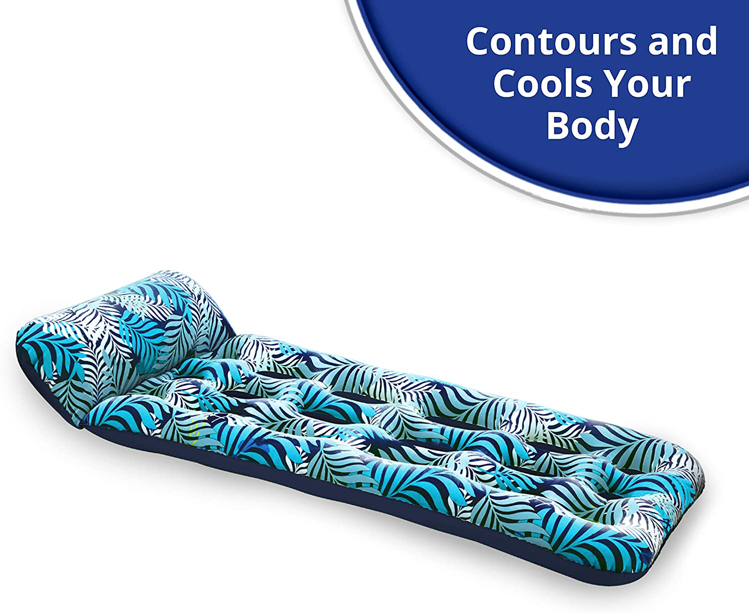 Aqua LEISURE Deluxe Pool Noodle Chair, Inflatable Pool Noodle Float, Luxury Fabric, Heavy Duty, Blue Pineapple Hibiscus, AZL20347