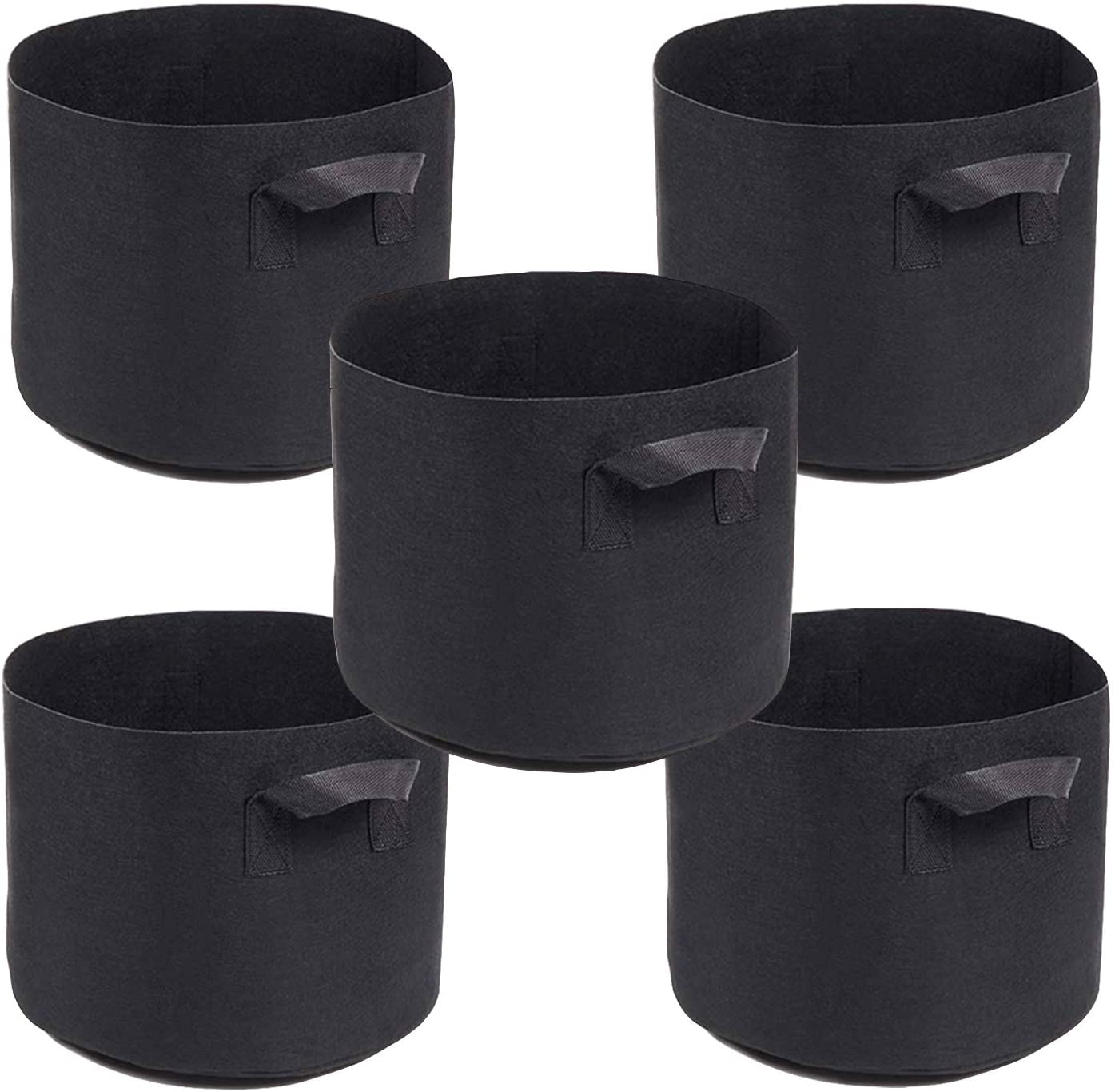5 Pack Premium Grow Bags Heavy Duty Thickened Non-woven Plant Fabric Pots with Handles