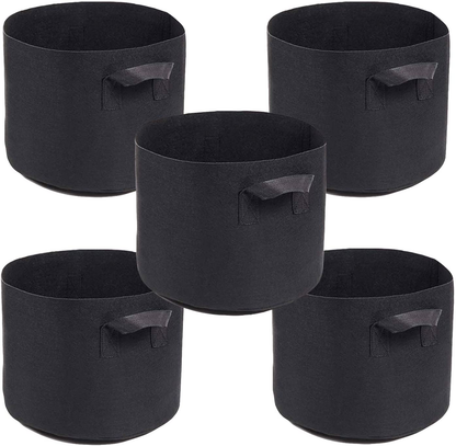 5 Pack Premium Grow Bags Heavy Duty Thickened Non-woven Plant Fabric Pots with Handles