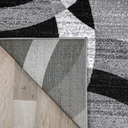 Contemporary Modern Circles Gray Area Rug Abstract 2' x 3'