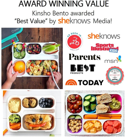 Leakproof Bento Lunch and Snack Boxes. Family Pack of 4 Meal Planning Portion Containers For Women, Adults. BPA Free. Utensils. Blue, Green