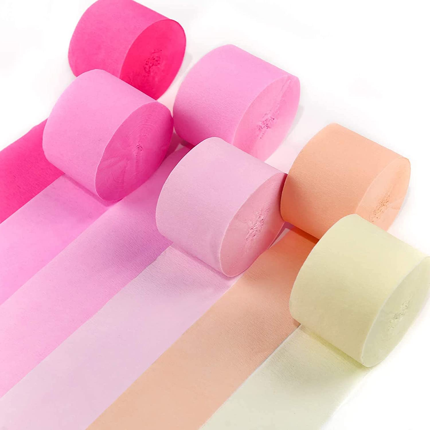 6 Pack Crepe Paper Streamers - 492ft (1.8 Inch x 82 Ft/Roll)