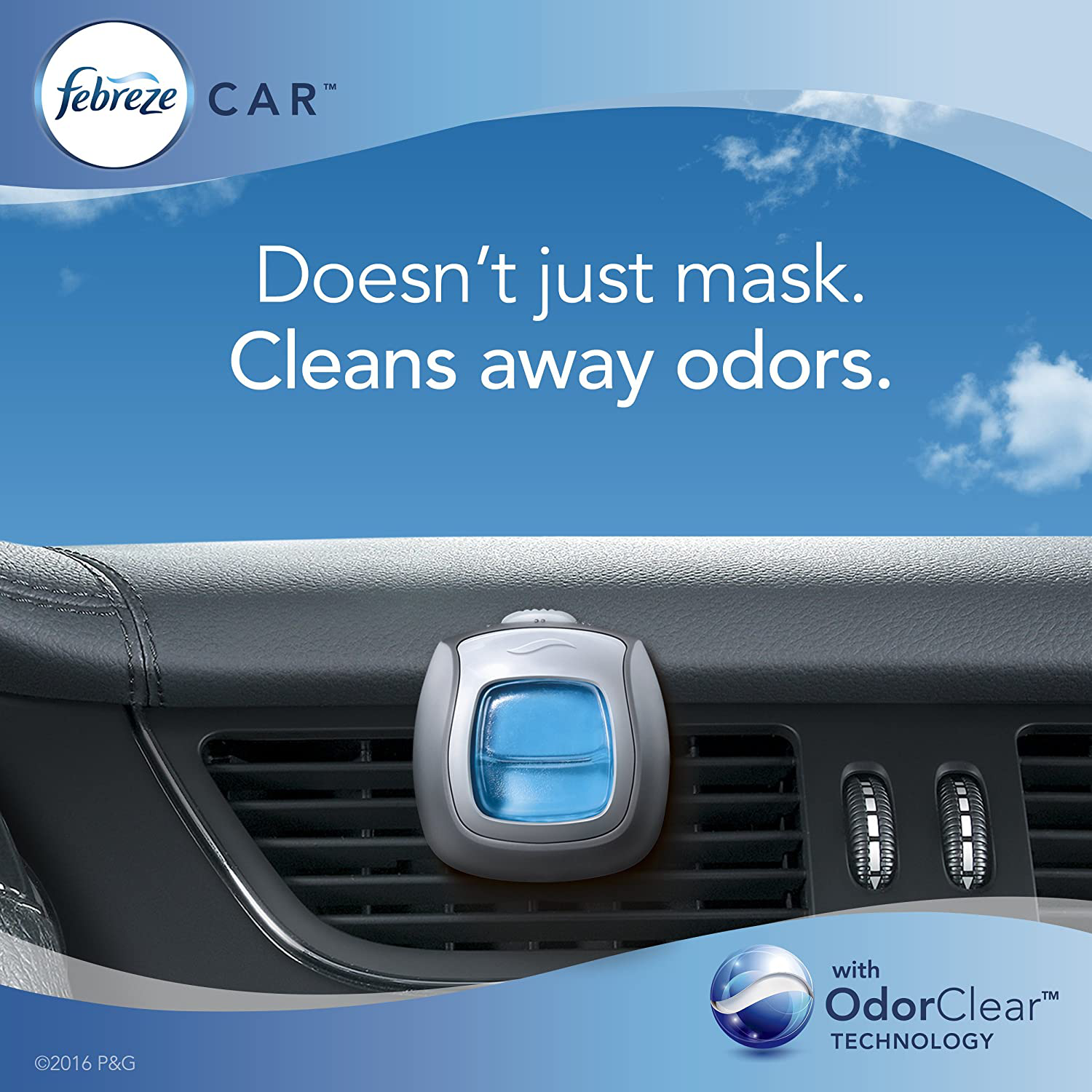 Febreze Car Air Freshener Vent Clips, 2 Gain Original and 2 Gain Island Fresh Scents, Odor Eliminator, 4 Count