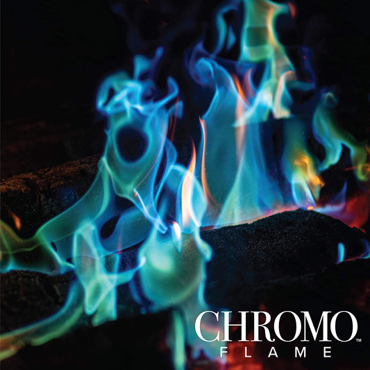 CHROMO FLAME Fire Color Changing Packets for Fire Pit, Campfire, Bonfire, Outdoor Fireplace | Magic, Colorful, Rainbow, Mystic Flames | 24 oz Total, 12-2 oz Jumbo Packets