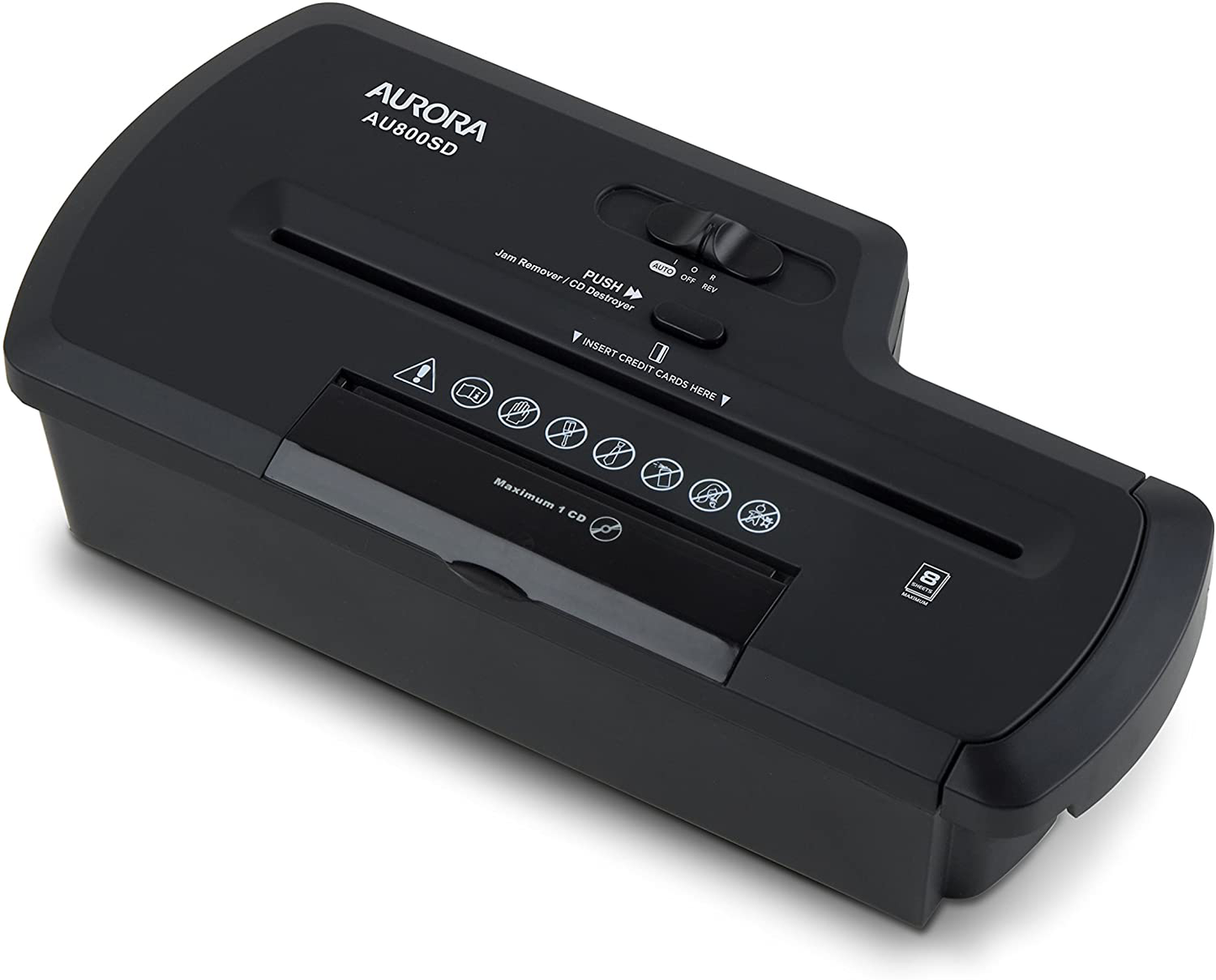 Professional Strip Cut Paper Shredder - Sit On Top 8-Sheet Strip-Cut