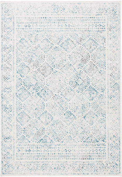 Safavieh Tulum Collection TUL264B Moroccan Boho Distressed Non-Shedding Stain Resistant Living Room Bedroom Area Rug, 2' x 5', Ivory / Turquoise