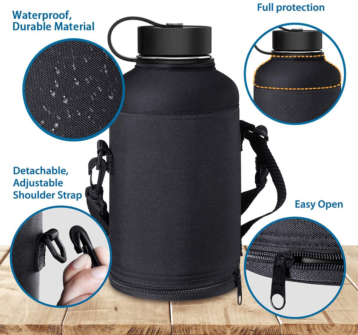 BUZIO Insulated Water Bottle with Straw Lid and Flex Cap, 32oz, 40oz, 64oz, 87oz Modern Double Vacuum Stainless Steel Water Flask, Cold for 48 Hrs Hot for 24 Hrs Simple Thermo Canteen Mug,BPA-Free