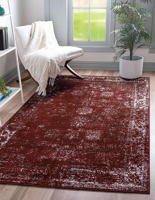 Unique Loom Sofia Collection Area Traditional Vintage Rug, French Inspired Perfect for All Home Décor, 3' 3 x 5' 3 Rectangular, Burgundy/Ivory