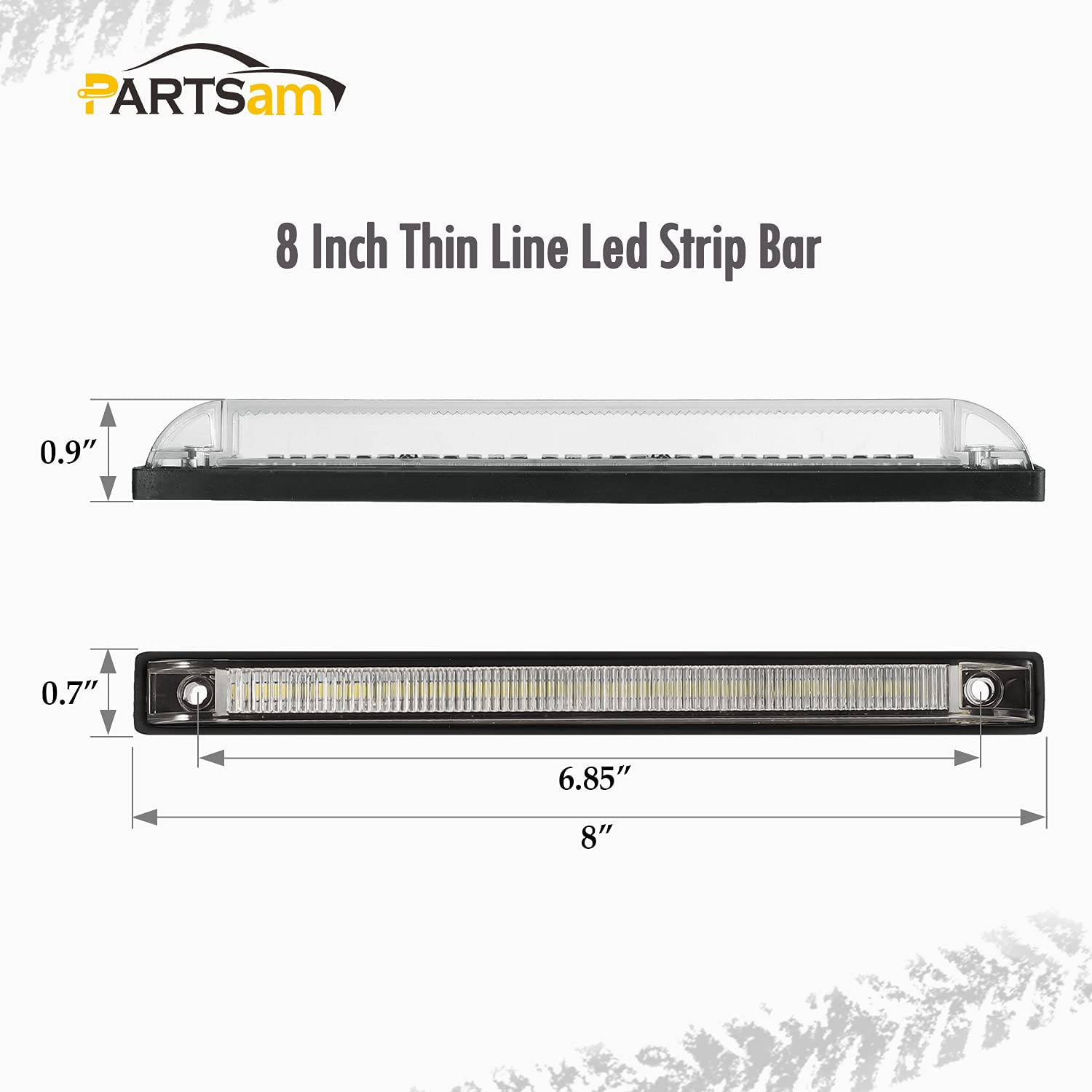 Partsam 1Pc 12V 8 Inch Slim Line LED Utility Strip Bar 30LED, 8" Truck Trailer Camper RV Motorcycle Motorhome Led Marker Lights Interior Dome Lights Cargo Lights Courtesy Lights Lamps Rear Lights