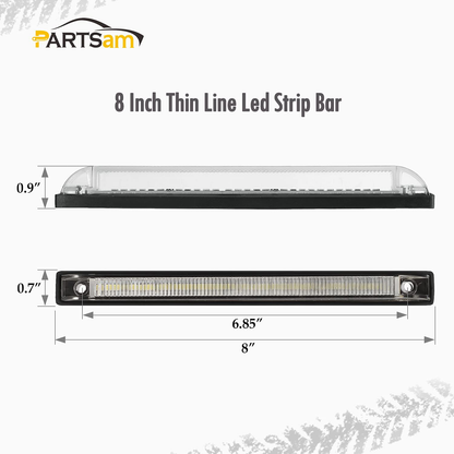 Partsam 1Pc 12V 8 Inch Slim Line LED Utility Strip Bar 30LED, 8" Truck Trailer Camper RV Motorcycle Motorhome Led Marker Lights Interior Dome Lights Cargo Lights Courtesy Lights Lamps Rear Lights