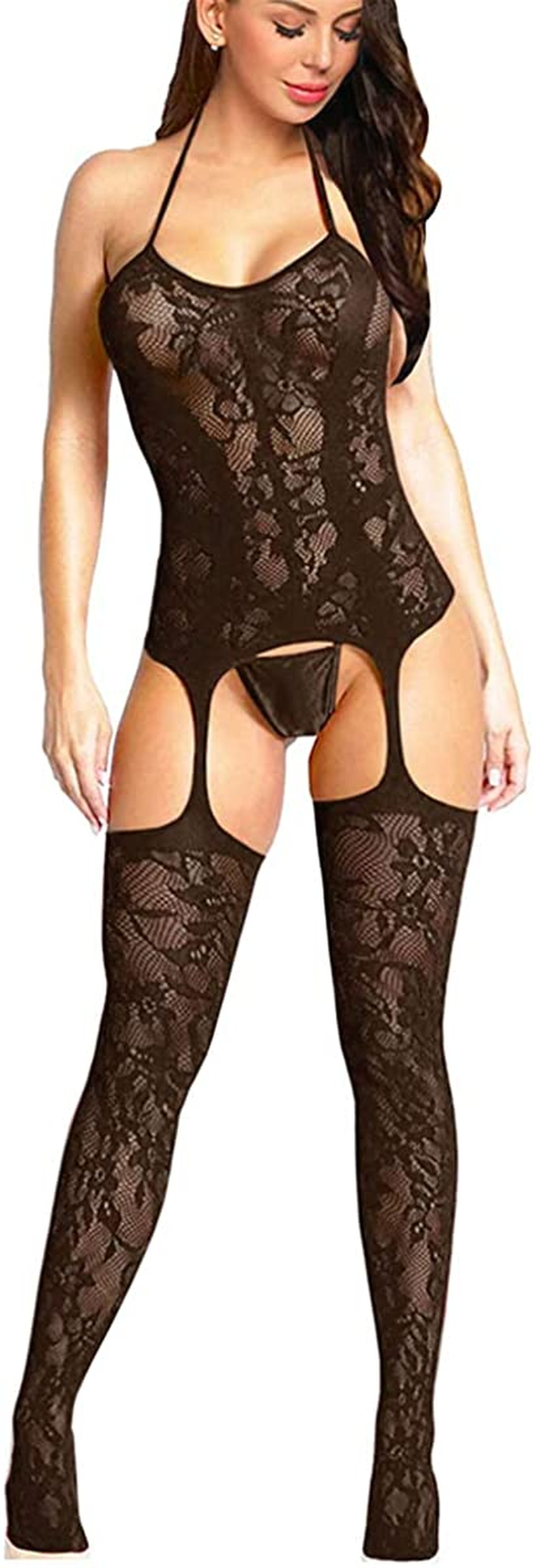 Women's Fishnet Bodystocking Crotchless Bodysuit 