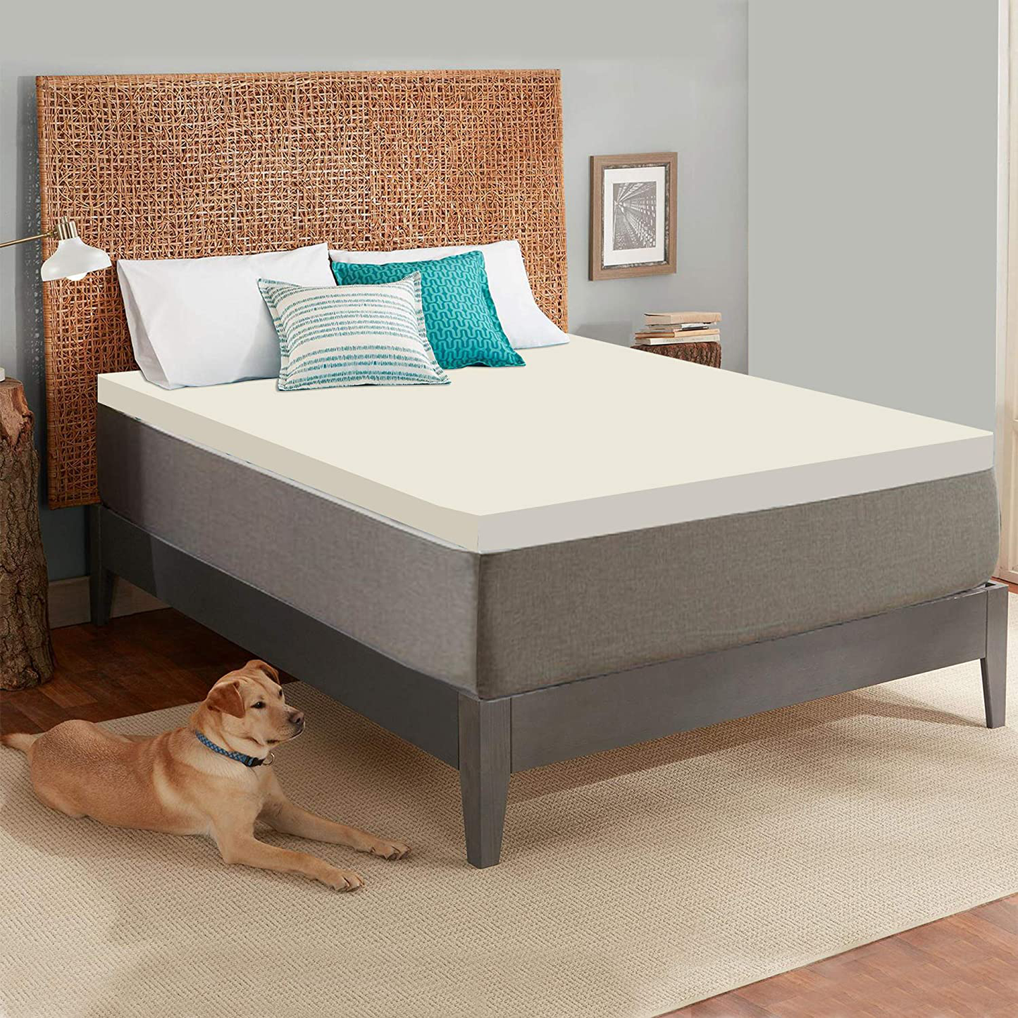 Zutan, 1-inch Foam Topper, Adds Comfort to Mattress, Queen, Yellow