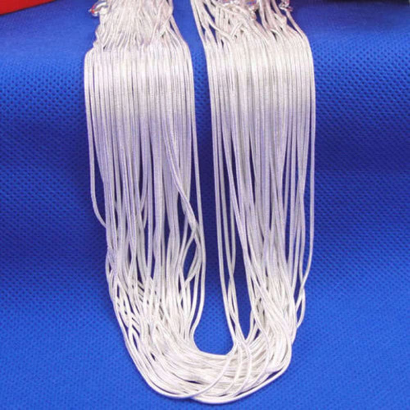 5 Piece Unisex 925 Sterling Silver Snake Chain Necklace