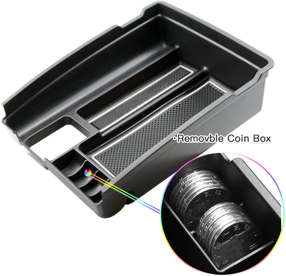 SKTU Compatible with 2014-2018 X-Trail Rouge Center Console Storage Box Organizer Container Armrest Insert Organizer ABS Tray Pallet with USB Hole and Coin Holder (White)