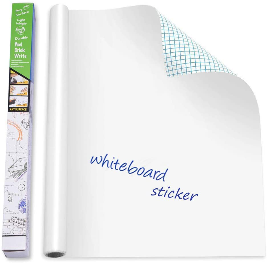 Self-Adhesive Whiteboard Wall Decal Sticker, 17.7" X 78.7" Extra Large Strong & Durable Dry Erase Wall Paper Message Board Peel Stick White Board for Kids Drawing, Office, School, Home Decor (White)