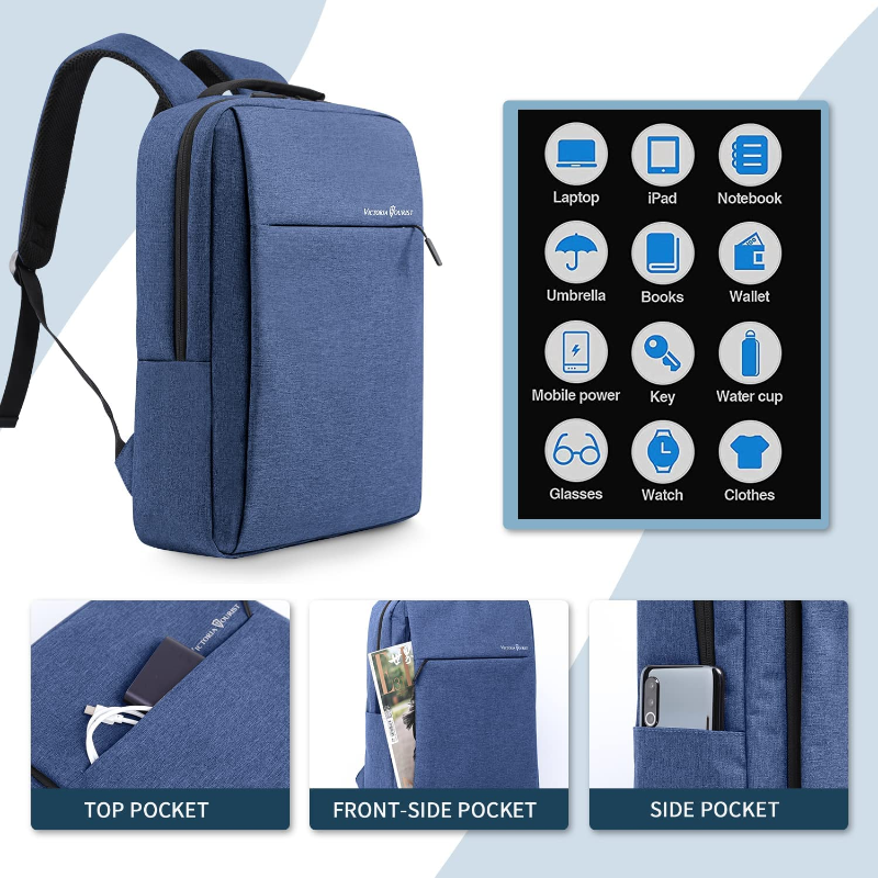 Laptop Backpack 15.6 Inch, Business Slim Durable Travel Water Resistant with USB Charging Port