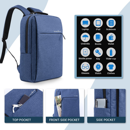 Laptop Backpack 15.6 Inch, Business Slim Durable Travel Water Resistant with USB Charging Port