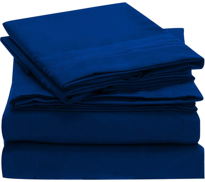Mellanni Bed Sheet Set - Brushed Microfiber 1800 Bedding - Wrinkle, Fade, Stain Resistant - 3 Piece (Twin, Baby Blue)