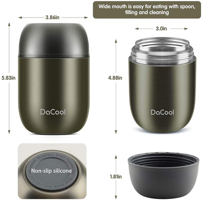 Insulated Lunch Container DaCool Hot Food Jar 16 oz Stainless Steel Vacuum Bento Lunch Box for Kids Girls Adult with Spoon Leak Proof Hot Cold Food for School Office Picnic Travel Outdoors - Pink