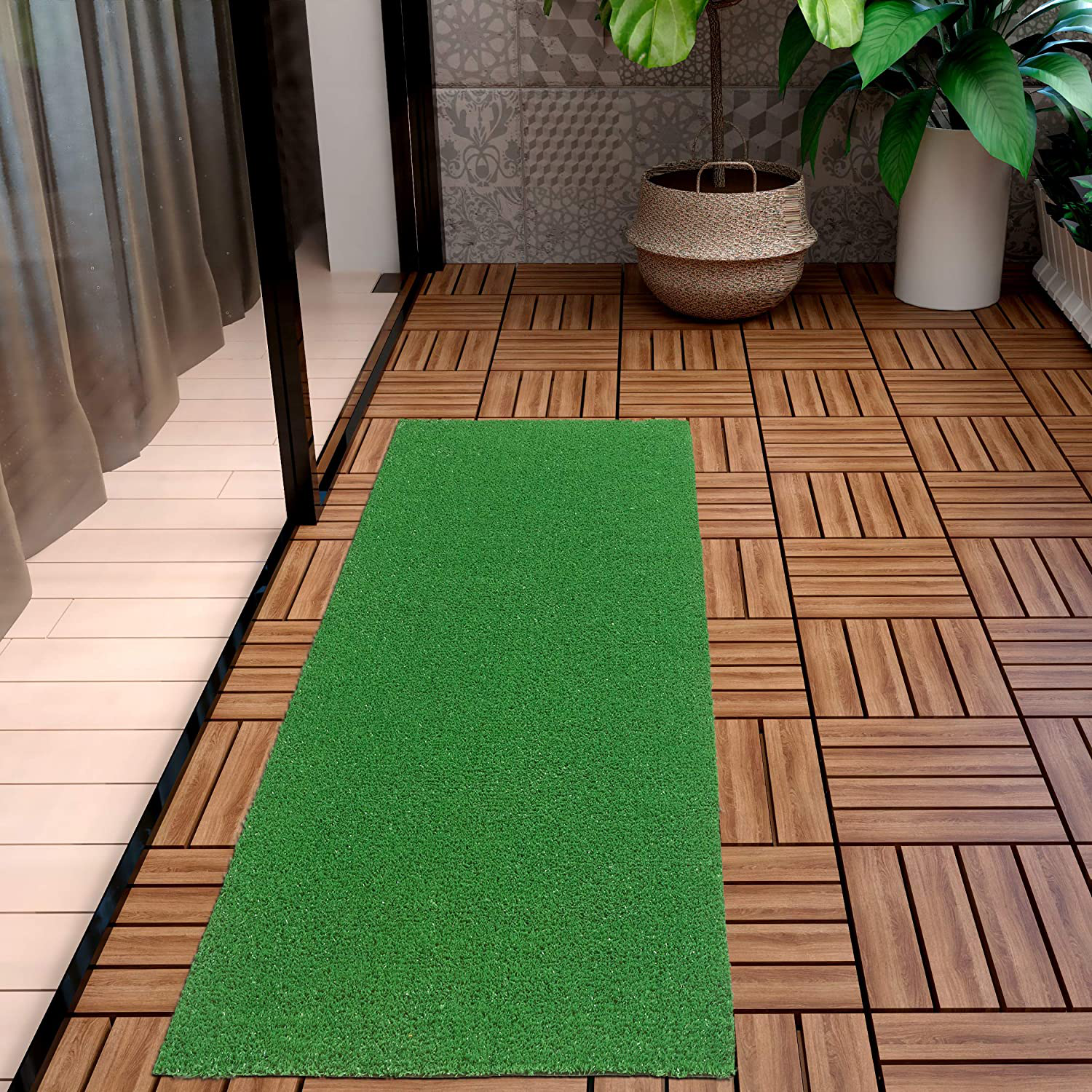 Ottomanson Evergreen Artificial Turf Area Rug, 20" X 59", Green