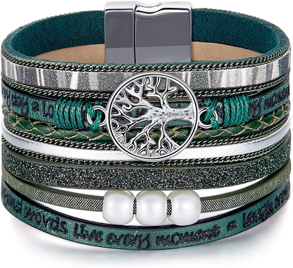 Inspirational Tree of Life Layer Leather Bracelet