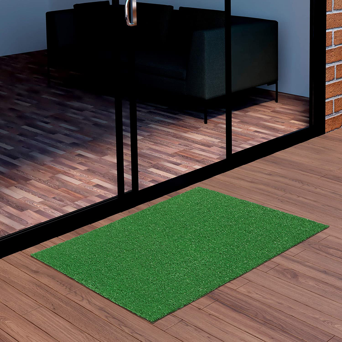 Ottomanson Evergreen Artificial Turf Area Rug, 20" X 59", Green