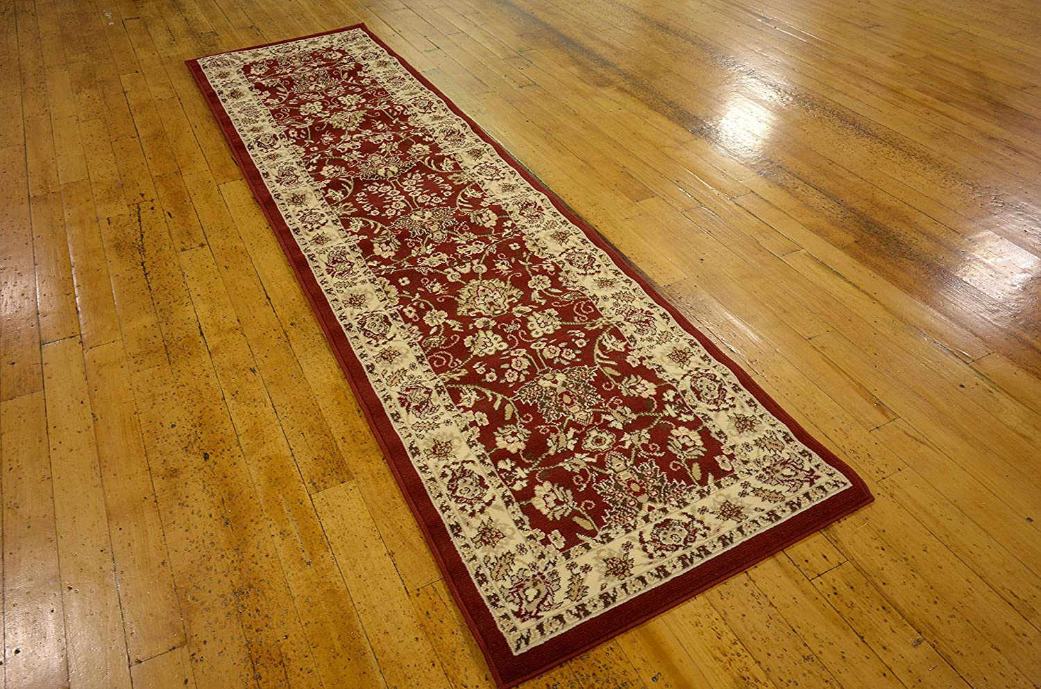 Unique Loom Kashan Traditional Floral Area Rug, 2 Feet 7 Inch x 10 Feet, Burgundy/Ivory