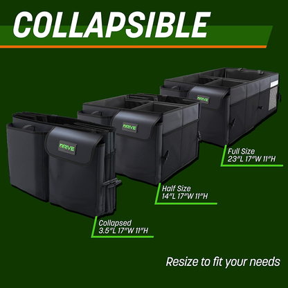 Drive Auto Trunk Organizers and Storage - Collapsible Multi-Compartment Car Organizer w/ Adjustable Straps