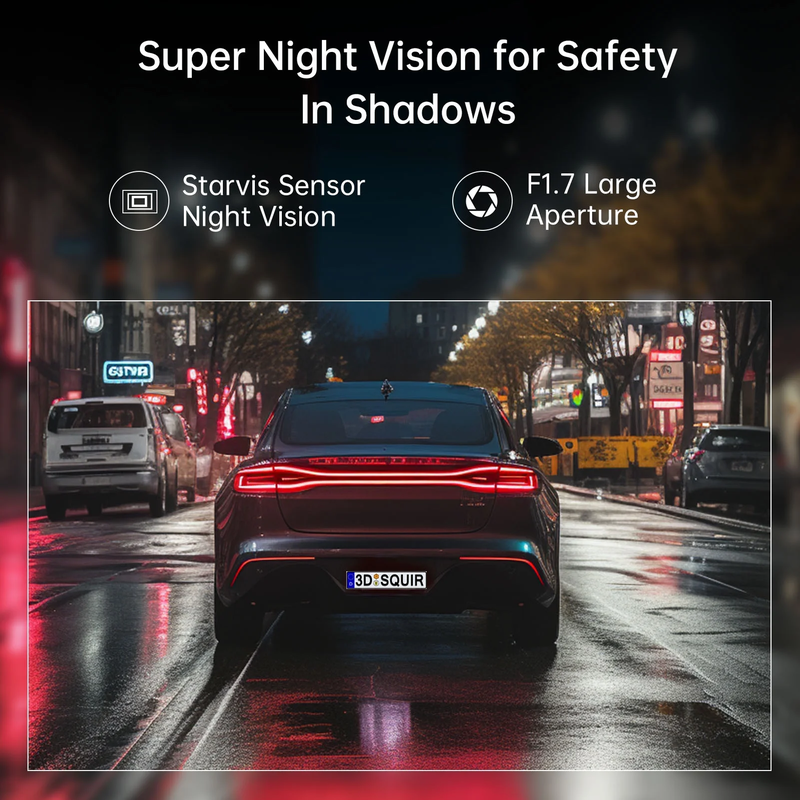 Dash Cam Front Wifi 1296P with Night Vision, APP, 24H Parking Mode, and Loop Recording